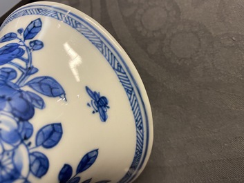 A Chinese blue and white five-piece garniture, Kangxi